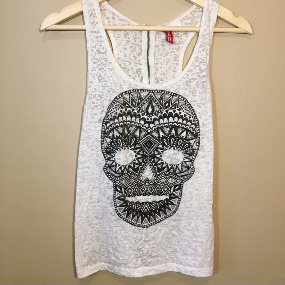 H&M sugar skull sheer lace like racerback tank